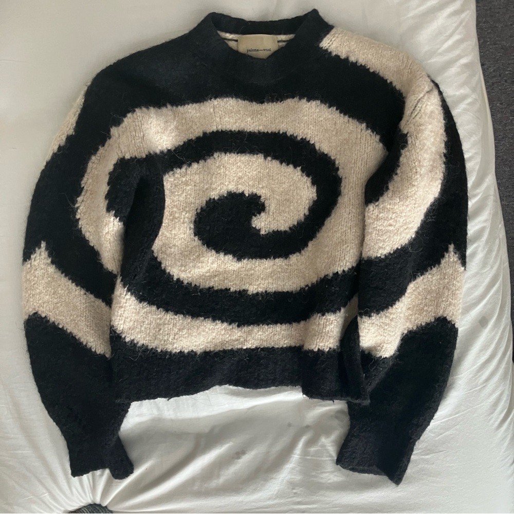 Paloma Wool Black and Cream Cowl Neck Sweater